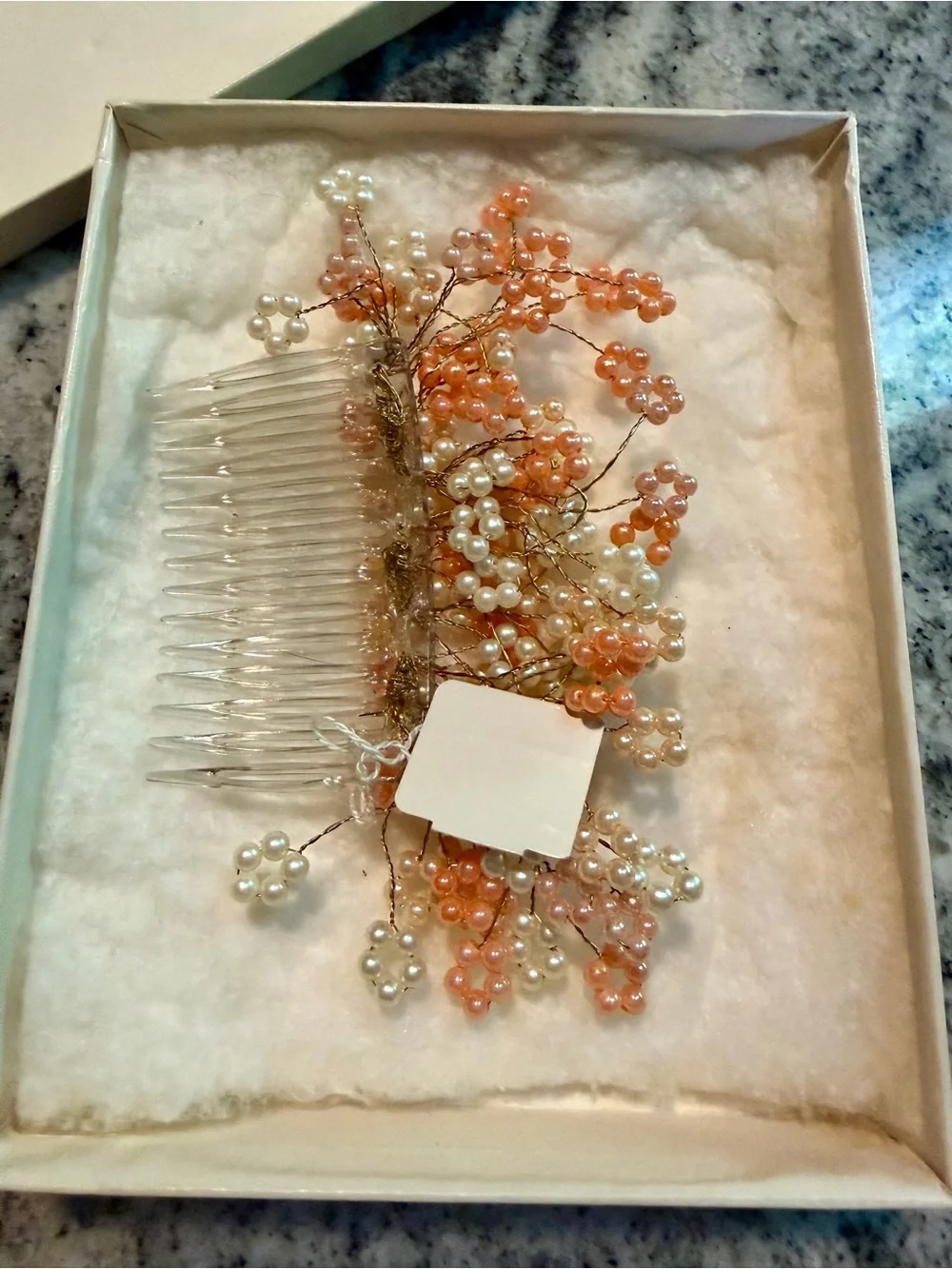 Bloomingdale's Pearl Cluster Hair Comb in Peach and Ivory
